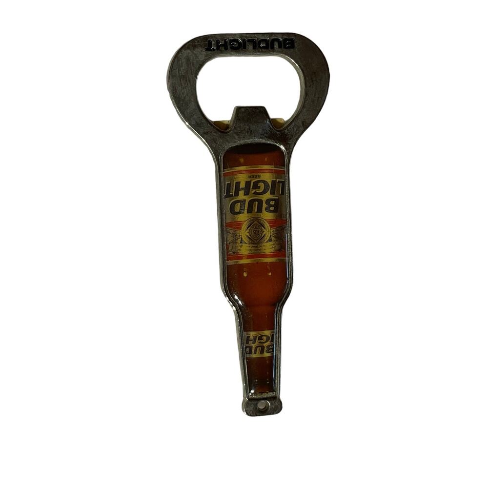 Vintage BUDLIGHT beer keychain bottle opener.